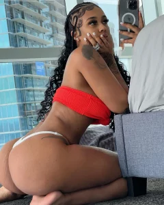 Thick OnlyFans model Sarah Wattley (@so_youjade) OnlyFans Leaks wearing red tops and white bottoms showing her thick ass