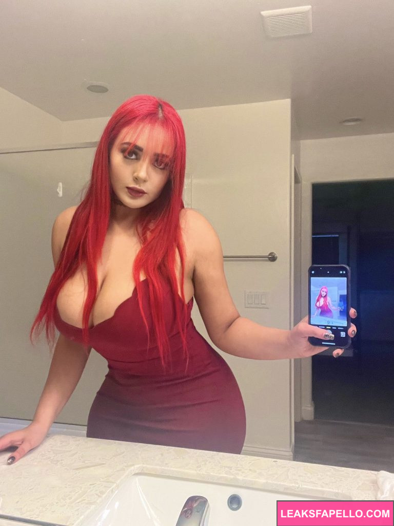 Brie Nightwood @brienightwood OnlyFans big tits red haired Only Fans model wearing red sexy dress