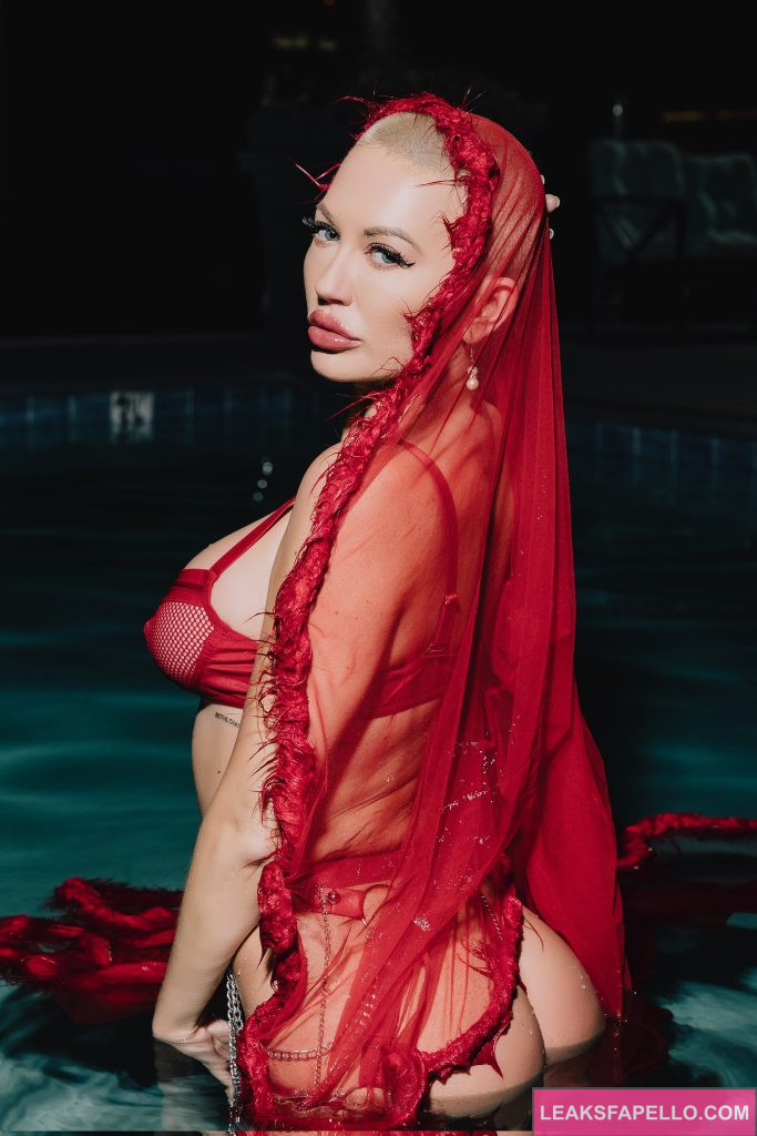 Adira Allure @adiraallure OnlyFans big tits sexy blonde Only fans wearing red sexy lingerie on the pool