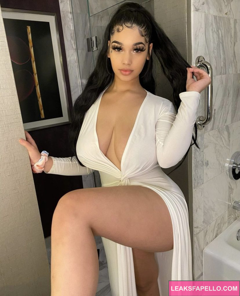 Lexi2Legit @hot4lexi OnlyFans big tits thick ass sexy only fans model wearing white long bathroom robe 