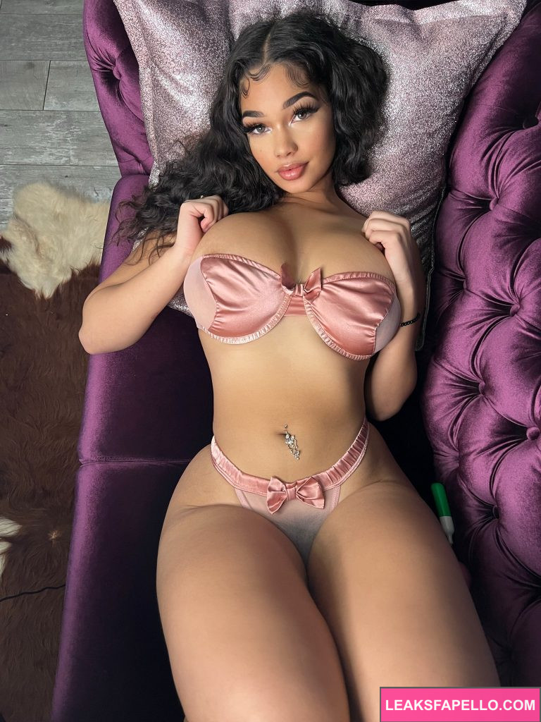 Lexi2Legit @hot4lexi OnlyFans big tits thick ass sexy only fans model wearing pink two piece bikinis on the couch