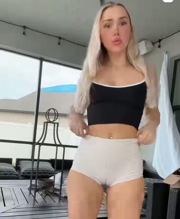 Coco_koma camel toe on display in white tight shorts 
