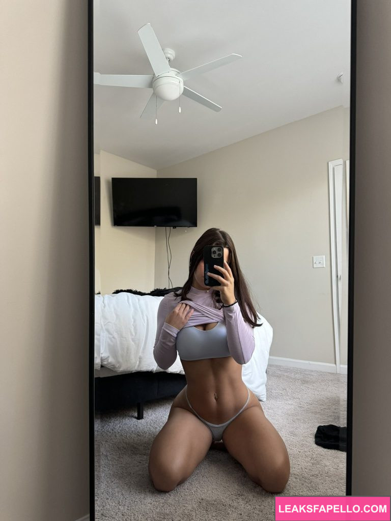 Lanah Cherry @itslanahcherry OnlyFans big tits beautiful thick ass only fans model wearing longsleeves and underwear in the bedroom mirror shot