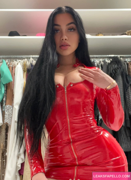 Jailyne Ojeda wearing sexy skin tight red gown