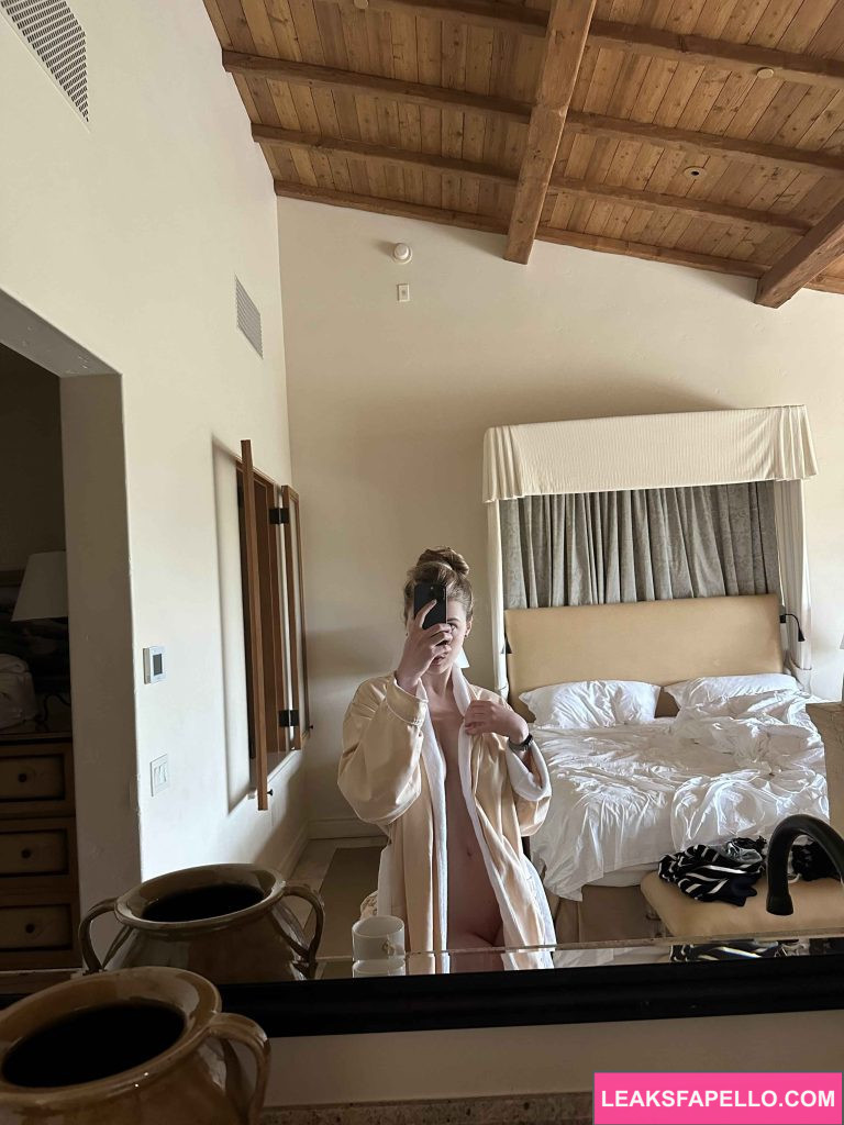 Adelyn Moore @adelynmoore OnlyFans big tits sexy busty big ass only fans model wearing a robe in the bedroom mirror shot