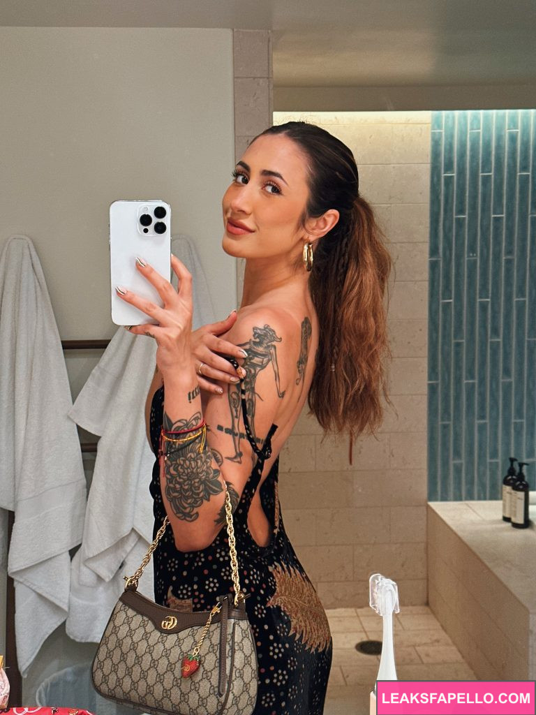 Jena Wolfy @jenawolfy OnlyFans big tits sexy hot only fans model wearing black dress mirror shot