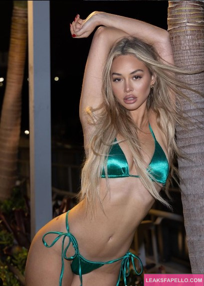 Corinne Olympios @colympios OnlyFans blonde big tits sexy body only fans hot model wearing green two piece bikini