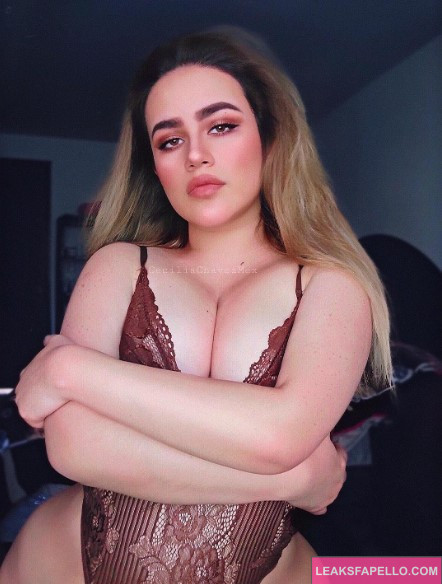 Cecilia Chávez @muvamoore OnlyFans ig tits curvy thick ass only fans model wearing brown lingerie 