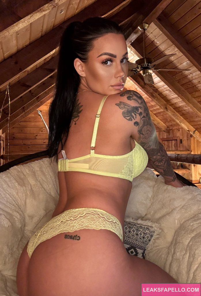 Simone @shotsofsimone OnlyFans big tits sexy gorgeous only fans model wearing yellow two piece lingerie