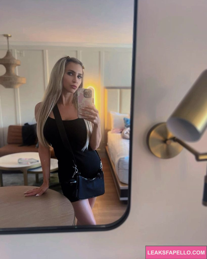 Alix Lynx @alixlynx OnlyFans big tits blonde sexy only fans porn star model wearing black sexy dress mirror shot