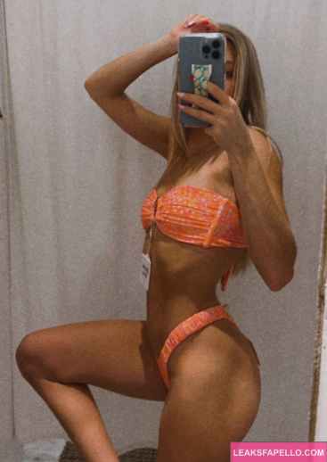 Grace Rayne wearing orange bikini