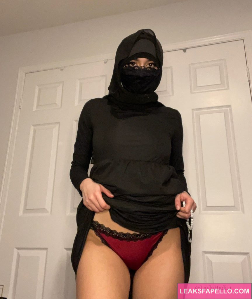 Layla Hadi @laylahadi OnlyFans islam sexy only fans hot model wearing a hijab and lack long sleeves and red underwear