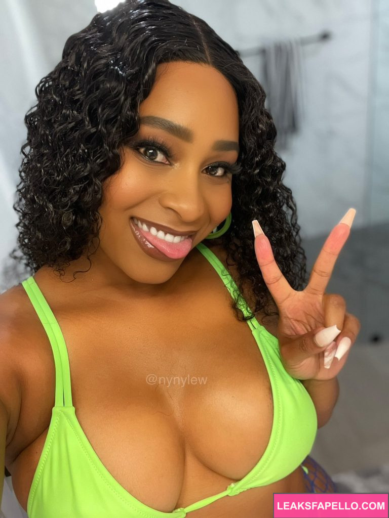 Ny Ny Lew @nynylew OnlyFans gyatt big tits big ass horny thick only fans hot model wearing green two piece bikini