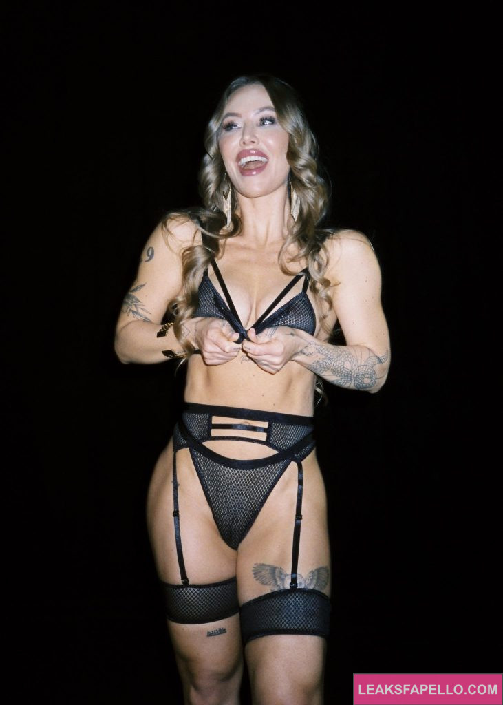 Nicole Aniston @xnicoleanistonx OnlyFans horny big tits tattoed model wearing black sexy lingerie