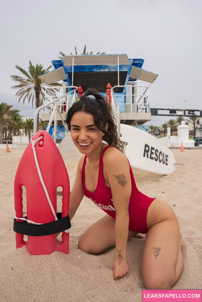 Jameliz @jamelizzzz OnlyFans hot big tits sexy only fans model wearing red one piece at the beach