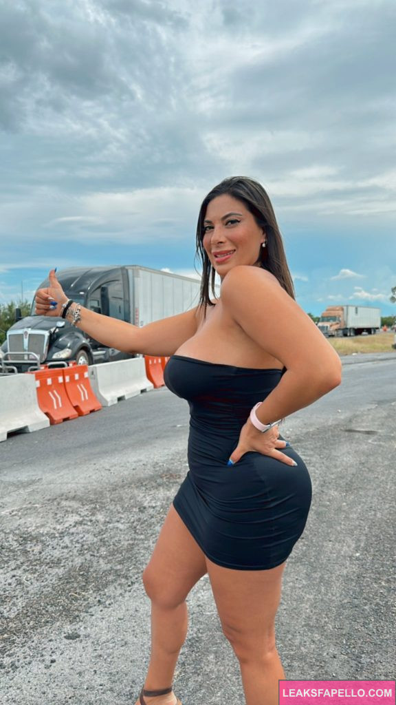 Azucar Alejandra @azucaralejandra OnlyFans hot busty milf only fans model wearing black dress showing her curves