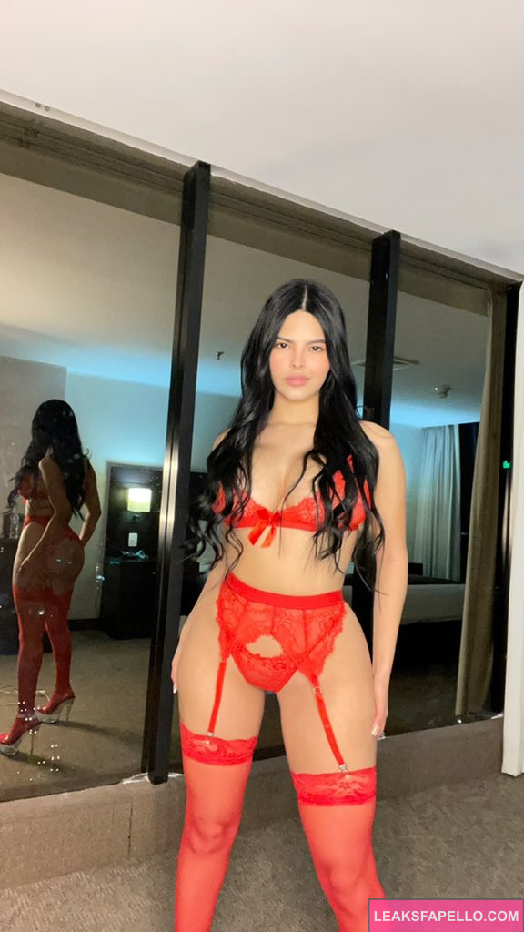 Kimberly Delgado @kimberlyrdelgadoa OnlyFans busty big boobs big ass only fans model wearing red lingerie 