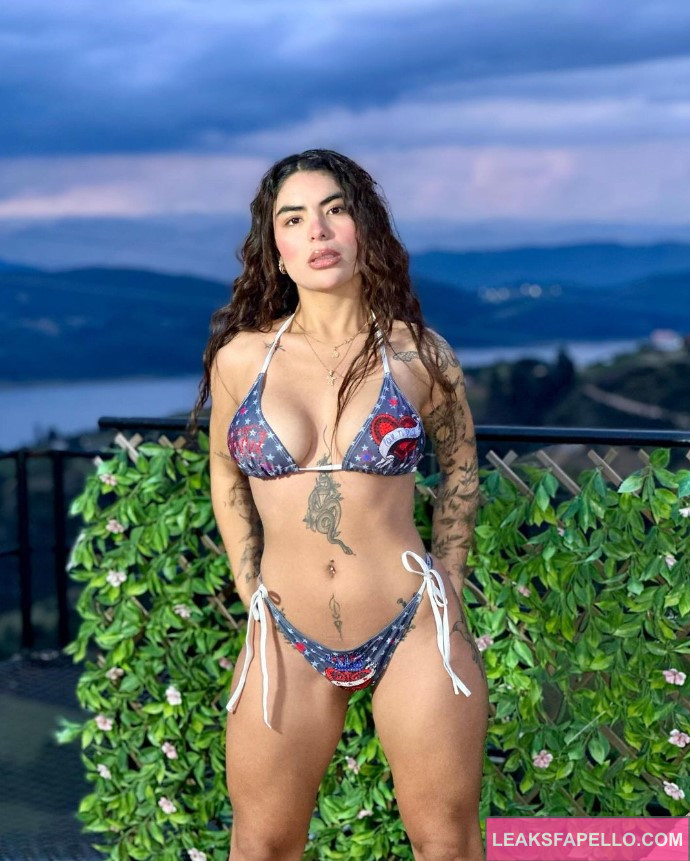 Jois Ramirez @joisramirezo OnlyFans hot big tits tatted only fans model wearing blue two piece bikini