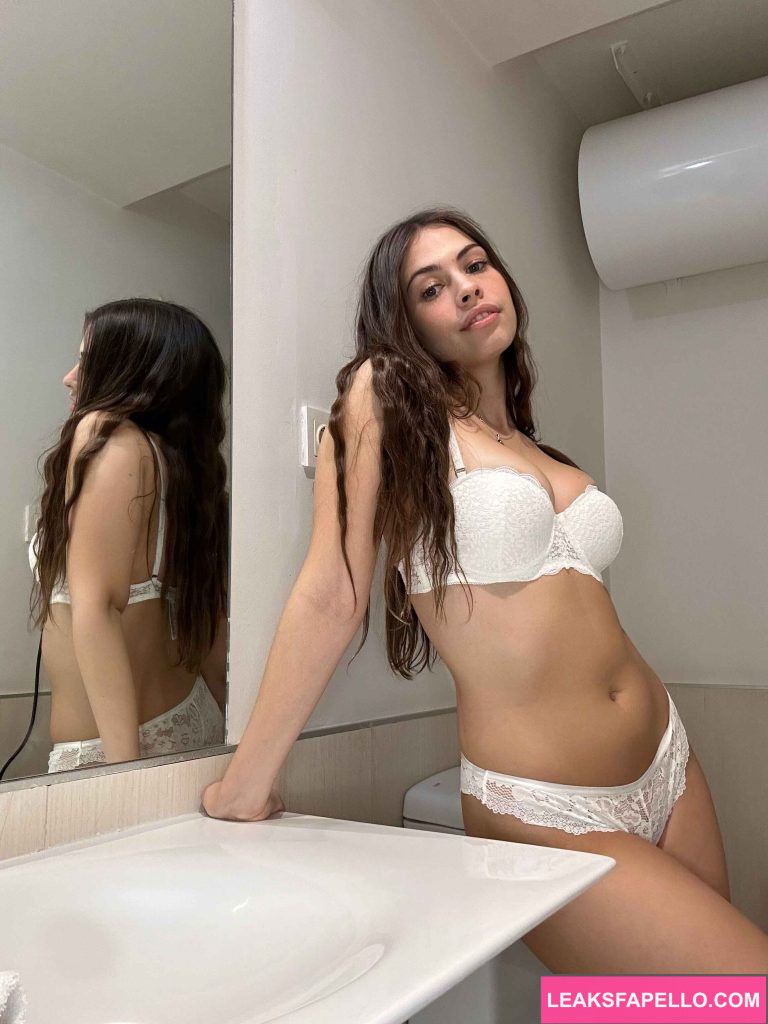 Valentina Vega @itsvalentina.vega OnlyFans brunette big tits big ass only fans model wearing white two piece lingerie