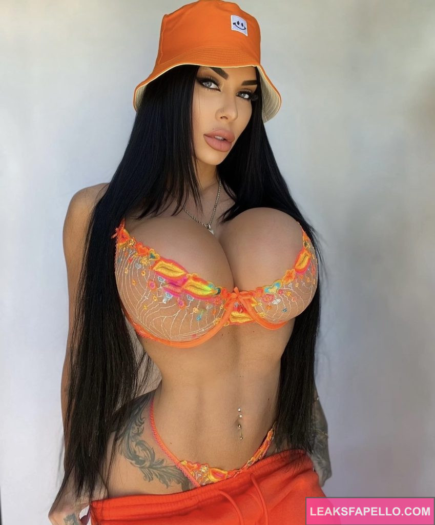 Lindi Nunziato @iamlmonies OnlyFans big tits thick ass fit only fans model wearing orange hat and lingerie