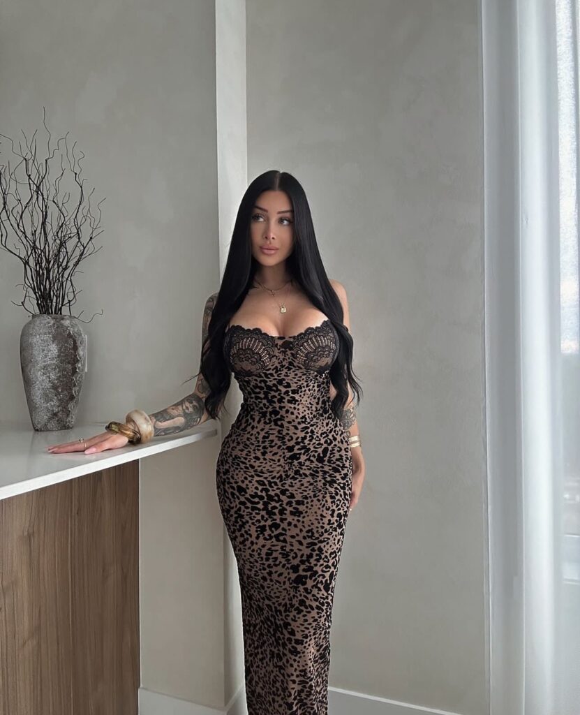 Valerie Cossette @valeriec OnlyFans hot tatted big tits fit only fans model wearing black dress