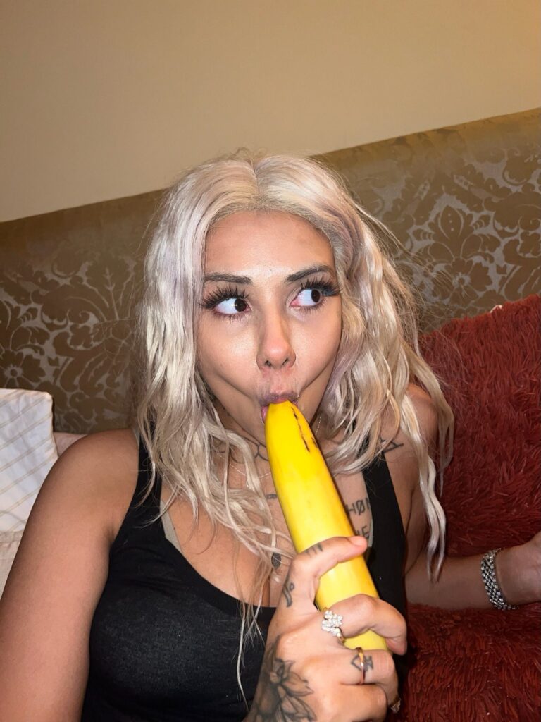 Ally Lotti @povlotti OnlyFans big tits sexy only fans model sucking a banana