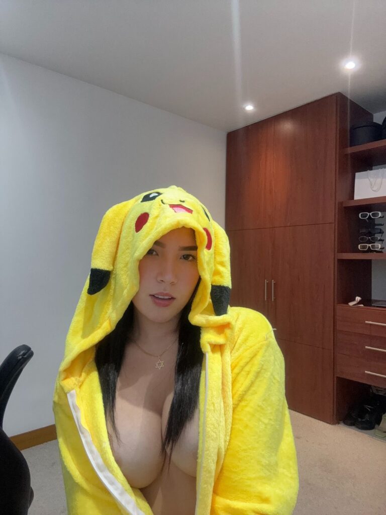 Laura Amaya @laura02av OnlyFans big tits big ass Latina model wearing pikachu costume