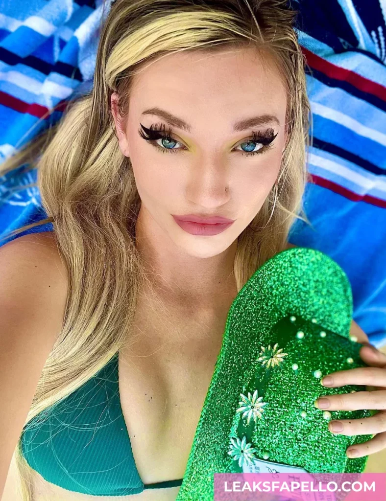 Daisy Lavoy wearing green bikini