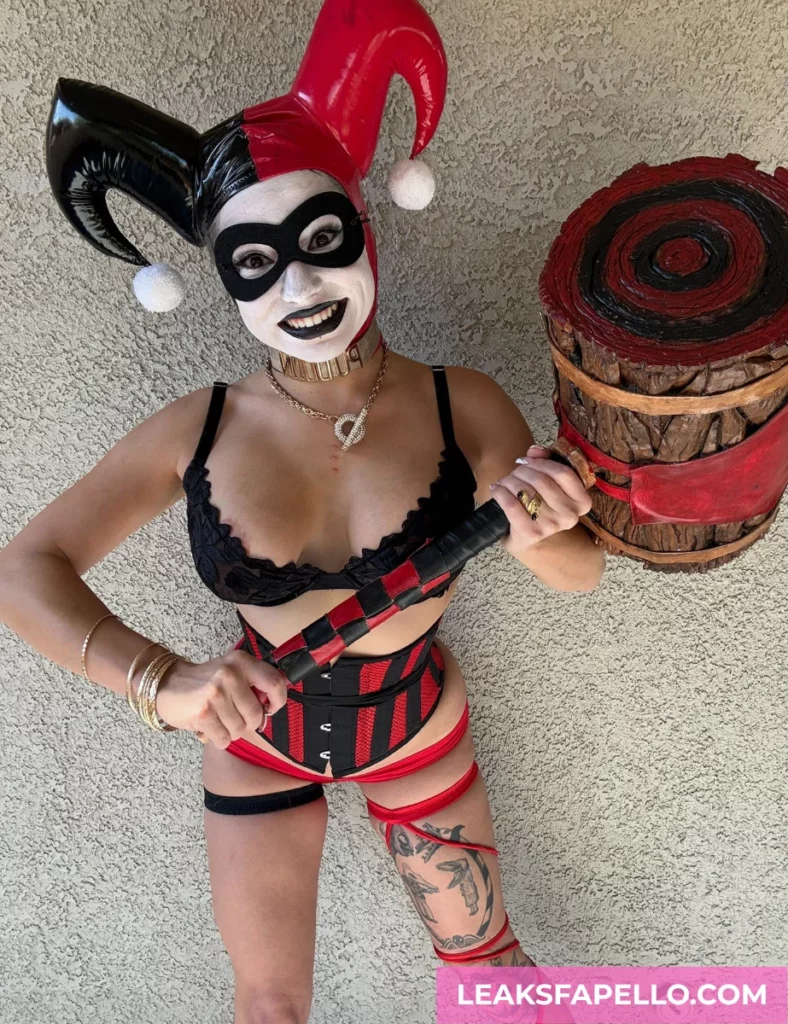 Dakota Quinn, Tattooed Busty Curvy OnlyFans model, as Harley Quinn