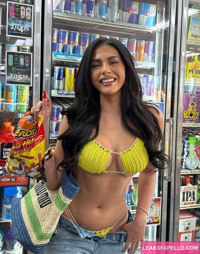 Amanda Trivizas grocery shopping wearing a  sexy crotchet bikini