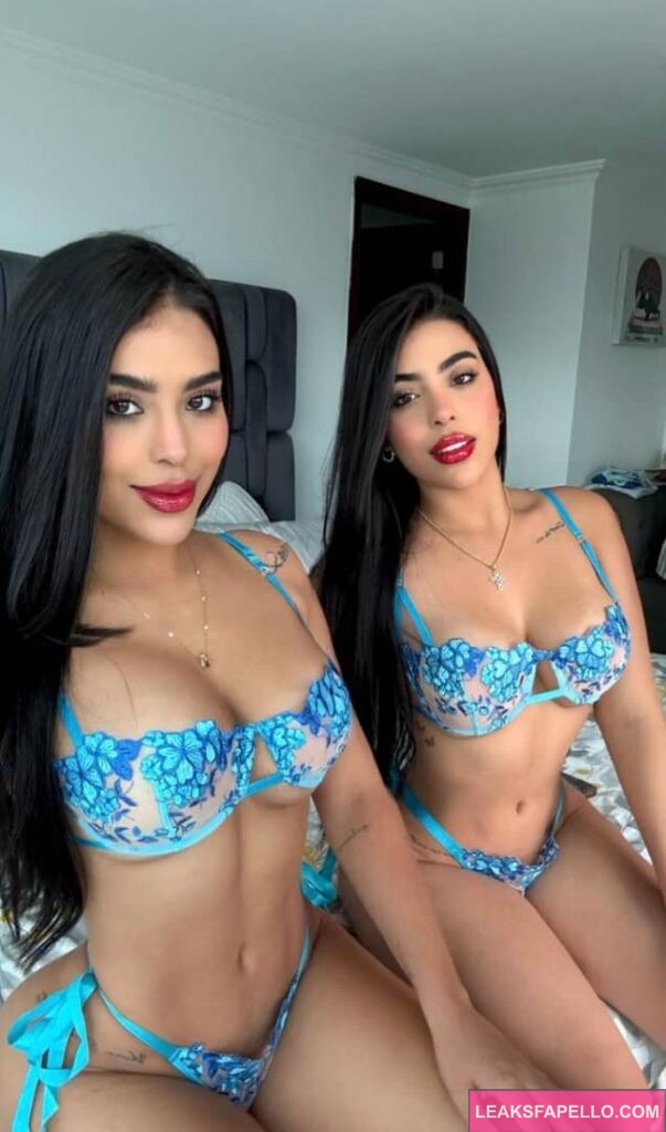 Gemelas Abello wearing sexy blue underwears