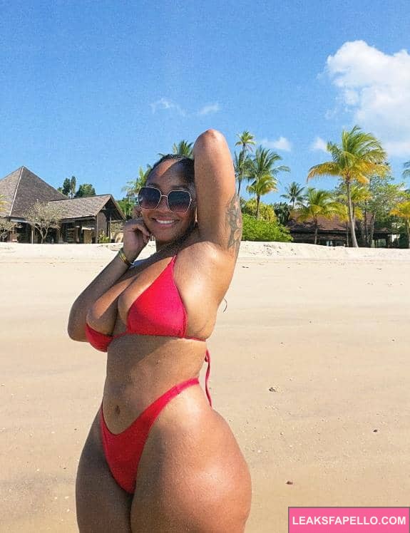 Candy Mary in a red bikini