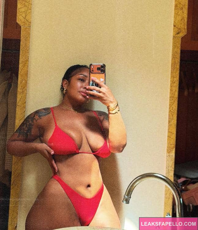 Candy Mary in a red bikini